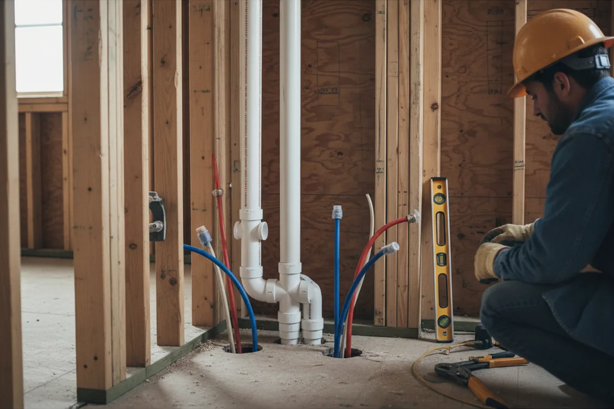 Drain and supply rough-in during Drain Cleaning in East Freetown