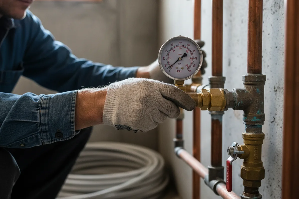 Pressure testing a repaired line during Water Line Repair in East Freetown